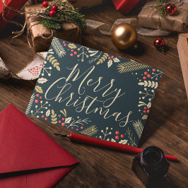 Tarjeta Pequeña Feliz Navidad Holly y Berries