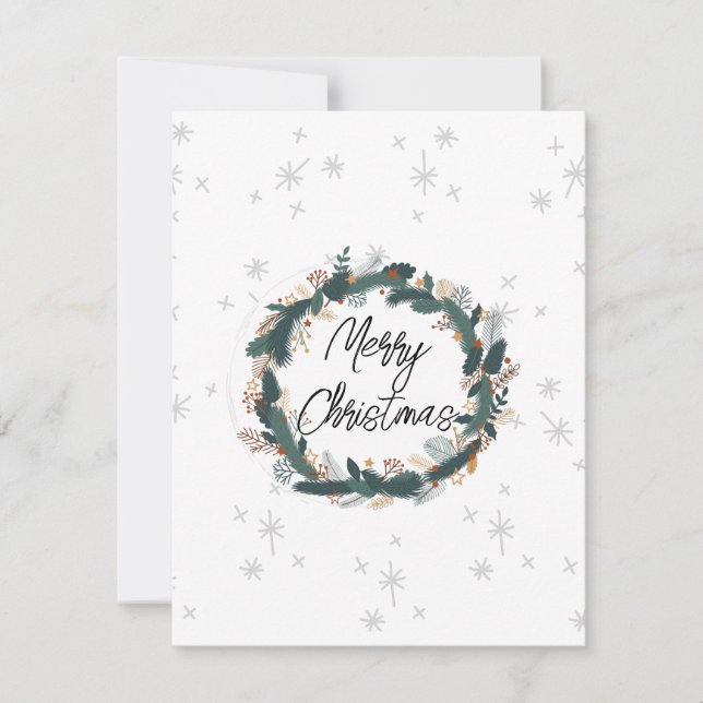 Tarjeta Pequeña Feliz Navidad linda granja moderna gris blanco (Anverso)
