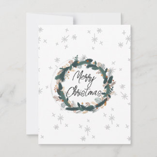Tarjeta Pequeña Feliz Navidad linda granja moderna gris blanco
