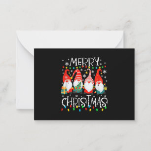Tarjeta Pequeña Feliz Navidad Luces de Navidad Gnome coincidente