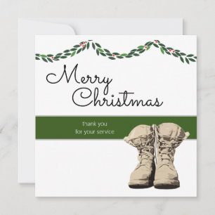 Tarjeta Pequeña Feliz Navidad Militar Temática Gracias