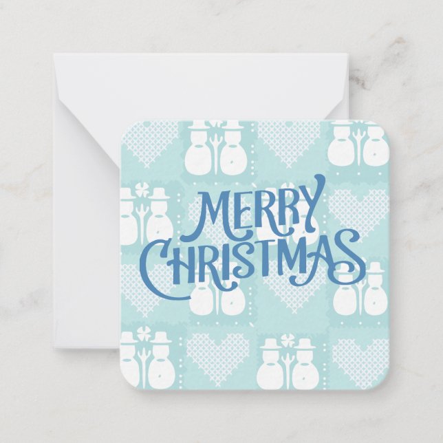 Tarjeta Pequeña Feliz Navidad Muñeco de Nieve  (Anverso)