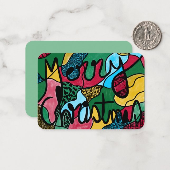 TARJETA PEQUEÑA FELIZ NAVIDAD NEUROGRÁFICO Y LÍNEA NEGRA (Anverso/Reverso In Situ)