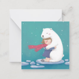Tarjeta Pequeña Feliz Navidad: Oso polar y Ilustracion infantil