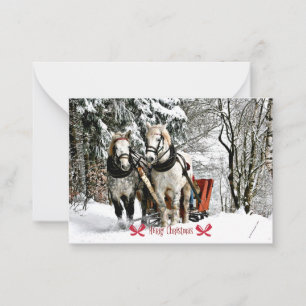 Tarjeta Pequeña ¡Feliz Navidad! Paseo en Trineo en el Campo