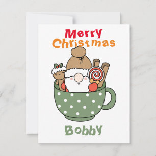 Tarjeta Pequeña Feliz Navidad personalizado divertido Santa en una