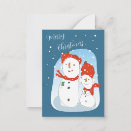 Tarjeta Pequeña Feliz Navidad Snowmen