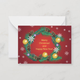 Tarjeta Pequeña ¡Feliz Navidad! sobre un fondo rojo de lujo.