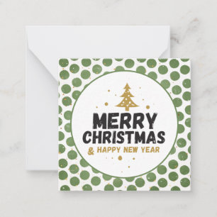 Tarjeta Pequeña Feliz Navidad Verde y Dorado