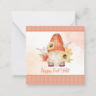 Tarjeta Pequeña Feliz Otoño a Todos Gnomo