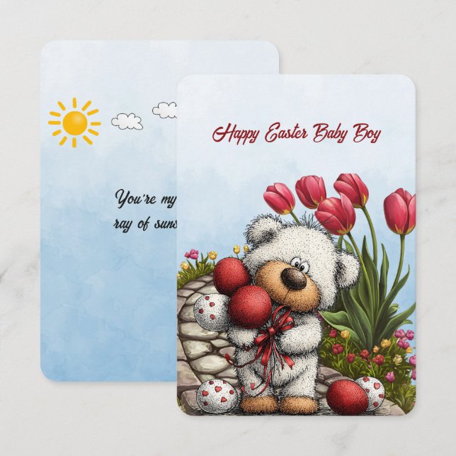 Tarjeta Pequeña Feliz Pascua Bebé Niño (Anverso / Reverso)