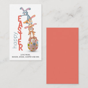 Tarjeta Pequeña Feliz Pascua Gracioso Huevo Conejo Conejo Conejo M