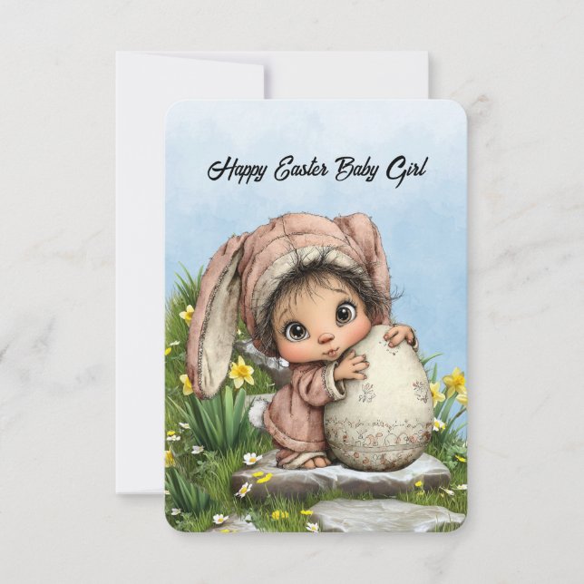 Tarjeta Pequeña Feliz Pascua Niña (Anverso)