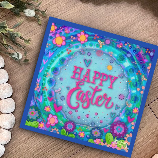 Tarjeta Pequeña Feliz Pascua, sincera inespiritualidad floral (Subido por el creador)