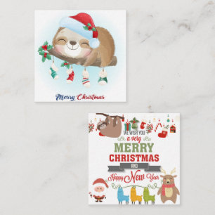 Tarjeta Pequeña Feliz Perezosa Navidad