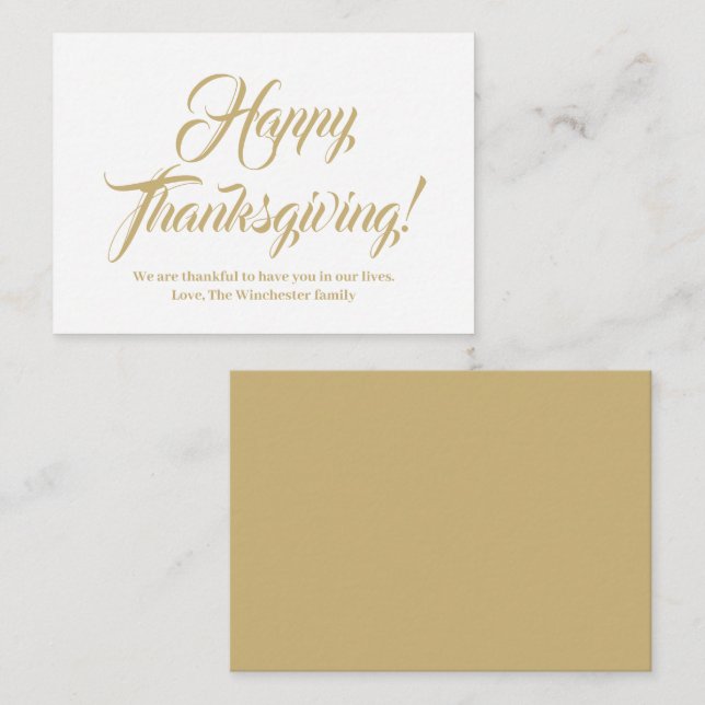 Tarjeta Pequeña Feliz personalizado de Acción de Gracias elegante (Anverso / Reverso)