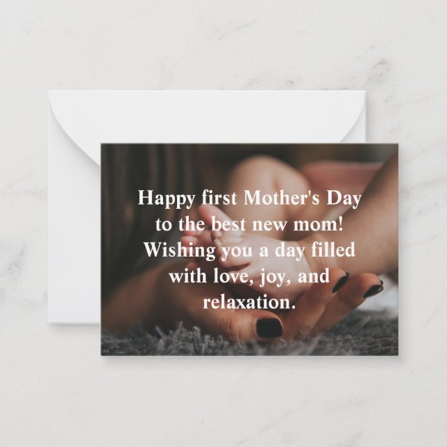 Tarjeta Pequeña feliz primer Día de la Madre, foto navideña modern (Anverso)
