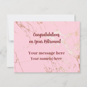 Tarjeta Pequeña Feliz retiro felicitaciones Marble Rubor Pink