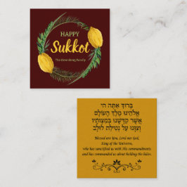 Tarjeta Pequeña Feliz Sukkot con el inglés hebreo Lulav Blessing