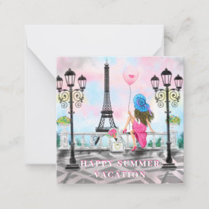 Tarjeta Pequeña Feliz Verano - Me encanta París - Hermoso
