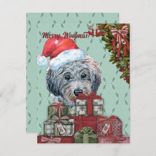 Tarjeta Pequeña ¡Feliz Woofmas! Funny Poodle Santa Hat Navidades