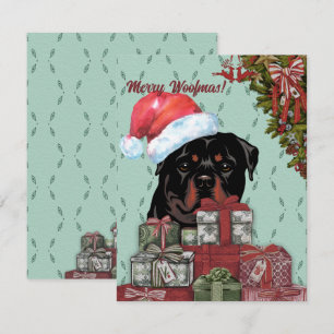 Tarjeta Pequeña ¡Feliz Woofmas! Regalo de los Navidades de Rottwei
