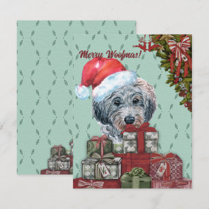Tarjeta Pequeña ¡Feliz Woofmas! Regalo de Navidades de Poodle Sant
