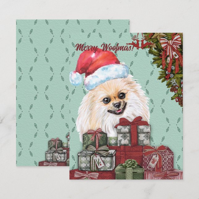 Tarjeta Pequeña ¡Feliz Woofmas! Regalo de Navidades de Sombrero de (Anverso / Reverso)