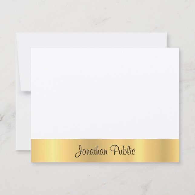 Tarjeta Pequeña Felt Ecru Modern Elegant Gold Hand Script Template (Anverso)