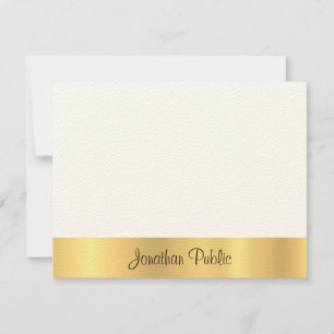 Tarjeta Pequeña Felt Ecru Modern Elegant Gold Hand Script Template