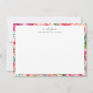 Tarjeta Pequeña Feminada Rubor Pink Verde azulada Peony Rosa Girly