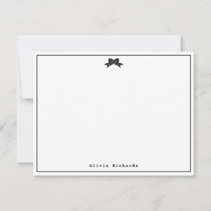 Tarjeta Pequeña Feminine Modern Girly Ribbon Bow Classic Black