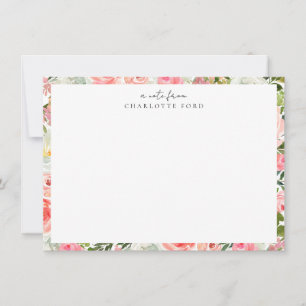 Tarjeta Pequeña Feminine Rubor Pink White Girly Botánico Floral