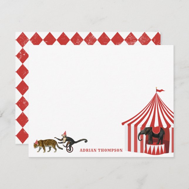 Tarjeta Pequeña Festival de Carnaval de Circo Animales Gran Tienda (Anverso / Reverso)