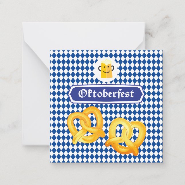 Tarjeta Pequeña Festival de cerveza OKTOBERFEST Bandera bávara azu (Anverso)
