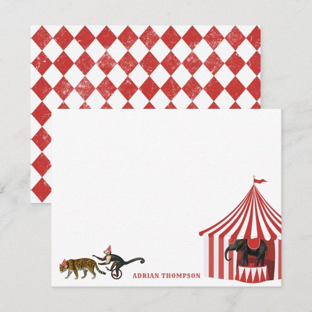 Tarjeta Pequeña Festival del Carnaval de Circo Animales Grandes Hi (Anverso / Reverso)
