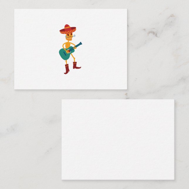 Tarjeta Pequeña Festividad Skeleton Guitar Player (Anverso / Reverso)