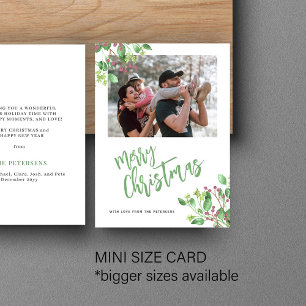 Tarjeta Pequeña Festividad verde de la foto de Budget Merry Christ