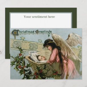 Tarjeta Pequeña festividad vintage Navidad Angel Holiday
