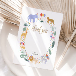 Tarjeta Pequeña Festividades de cumpleaños de Safari Animals Graci