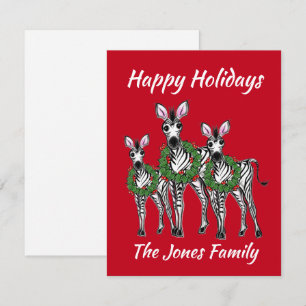 Tarjeta Pequeña Festividades en Zebras , Navidades festivos guerre