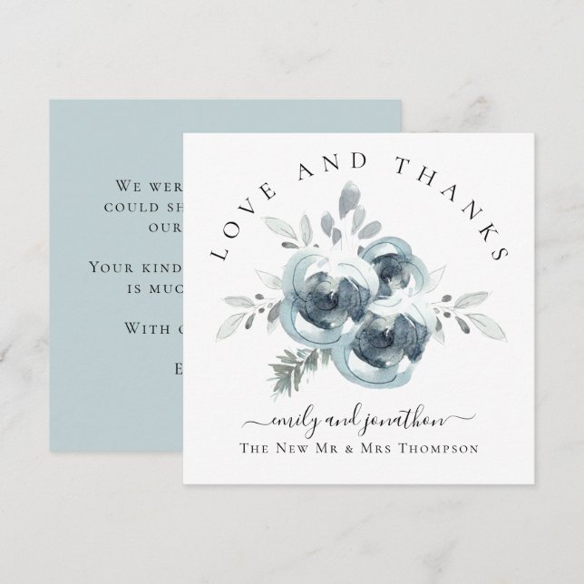 Tarjeta Pequeña Festividades Florales Gracias Boda de Nombres (Anverso / Reverso)