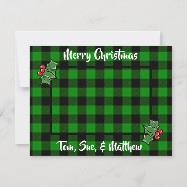 Tarjeta Pequeña Festividades Navidades verdes hojas huecas de yeso (Anverso)