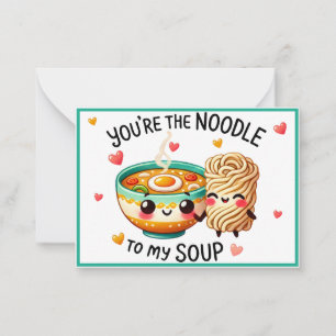 Tarjeta Pequeña Fideos y Sopa Kawaii Adorables