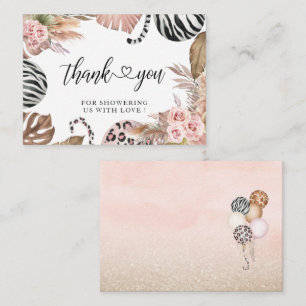 Tarjeta Pequeña Fiesta Animales Leopard Print Jungle Wild gracias