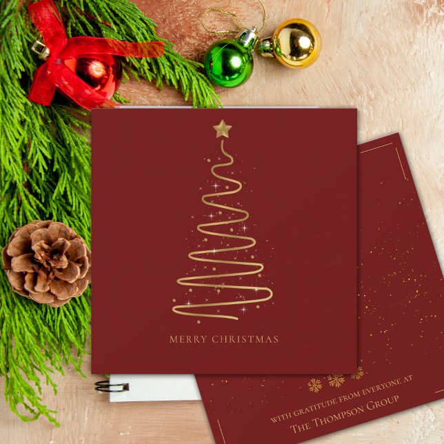 Tarjeta Pequeña Fiesta corporativa Feliz Navidad Rojo y Oro (Corporate Holiday Merry Christmas Red and Gold Holiday Note Card)