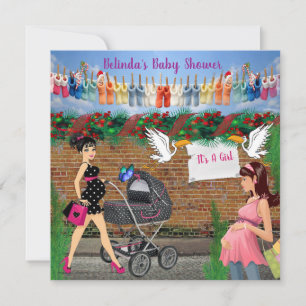 Tarjeta Pequeña Fiesta de Baby Shower con Arte Callejero de Lunare
