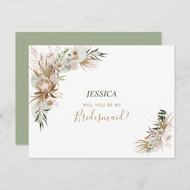 Tarjeta Pequeña Fiesta de Boda Boho ¿Quieres ser mi Propuesta (Anverso / Reverso)