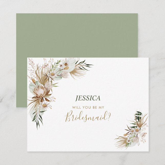 Tarjeta Pequeña Fiesta de Boda Boho ¿Serás mi Propuesta (Anverso / Reverso)