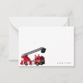 Tarjeta Pequeña Fiesta de Cumpleaños del Camión de Bomberos Rojo